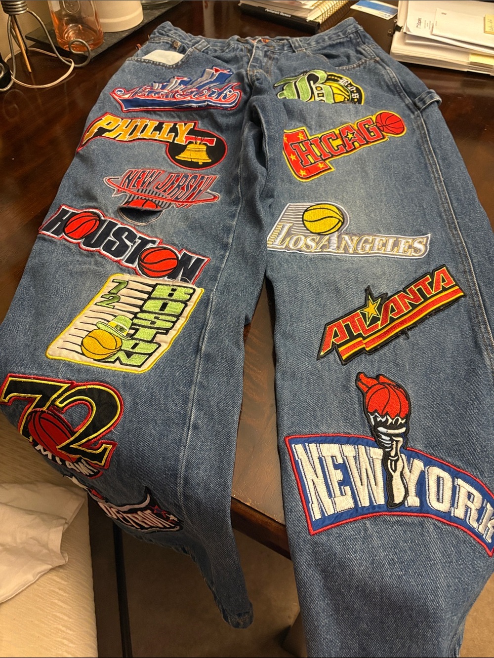 Relaxed Blue Men's Patchwork Denim Jeans